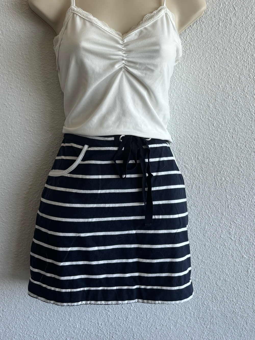 Nautica Navy and White Striped Mini Skirt